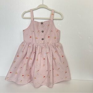 Kids Pink Floral Button Up Sleeveless Sundress Cutout Back with Bow size 3T
